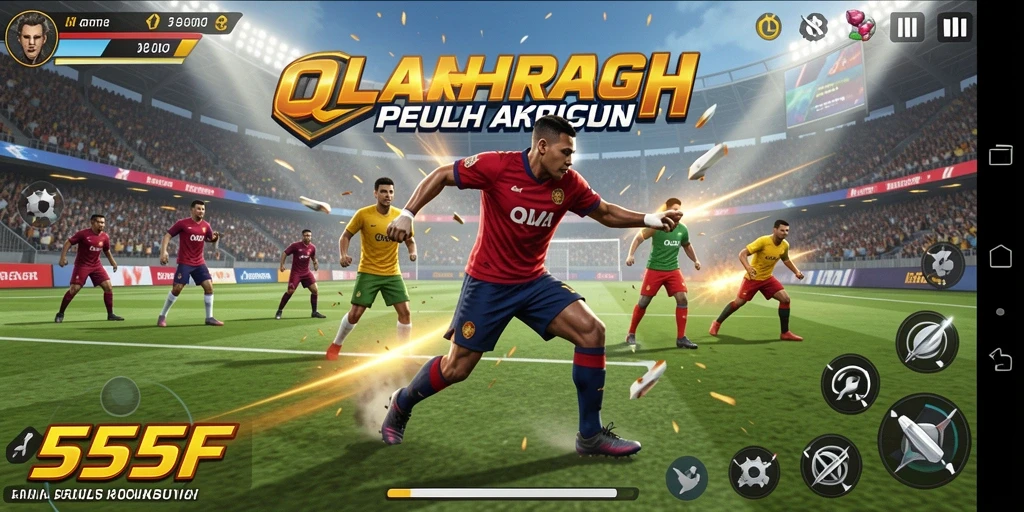 Tampilan gameplay menegangkan dari 555F dengan aksi olahraga yang seru.