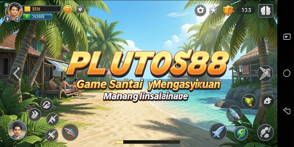 Tangkapan layar utama PLUTO88 menunjukkan gameplay yang seru dan penuh warna.