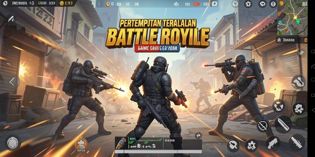 Screenshot ZK3 yang menunjukkan aksi menegangkan dalam Battle Royale.